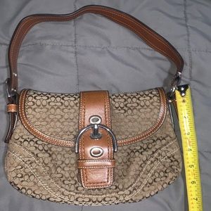 Coach Brown Signature Canvas and Leather Buckle Shoulder Bag